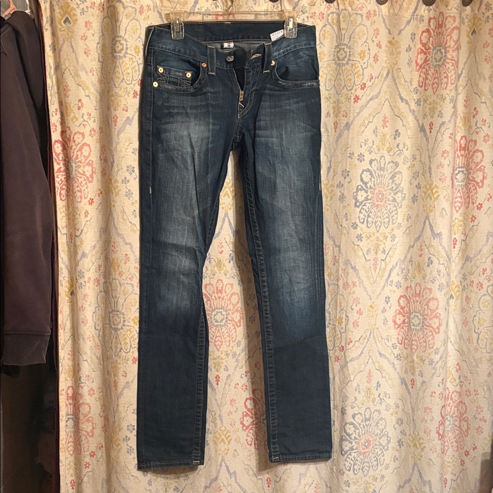True Religion Men's Dark Blue Slim Straight Jeans